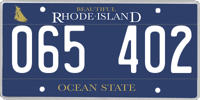 RI license plate 065402