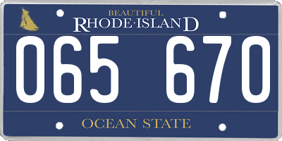RI license plate 065670