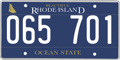 RI license plate 065701