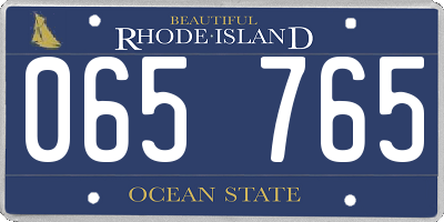 RI license plate 065765