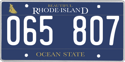 RI license plate 065807