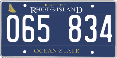 RI license plate 065834