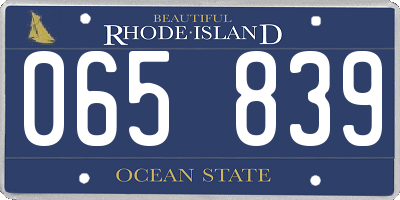 RI license plate 065839