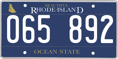 RI license plate 065892