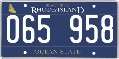 RI license plate 065958