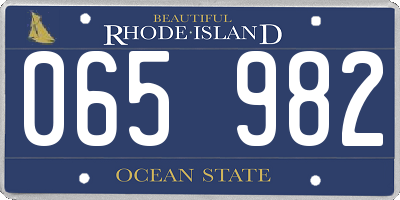 RI license plate 065982