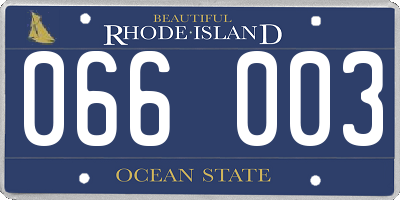 RI license plate 066003