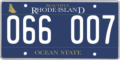 RI license plate 066007
