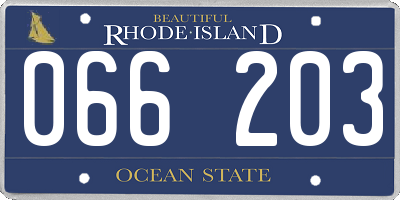 RI license plate 066203
