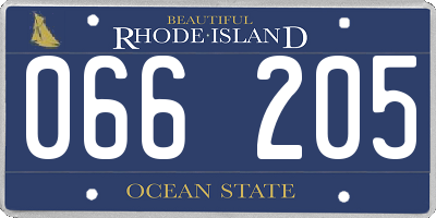 RI license plate 066205