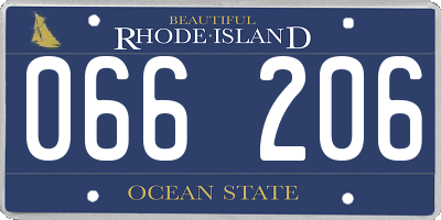 RI license plate 066206