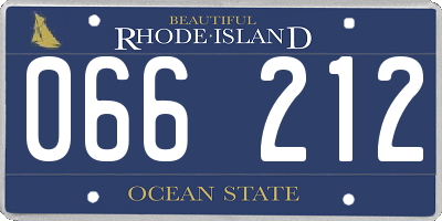 RI license plate 066212