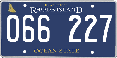 RI license plate 066227