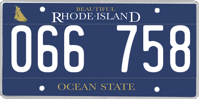 RI license plate 066758