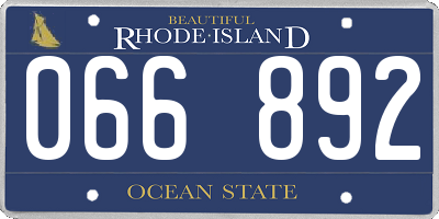 RI license plate 066892