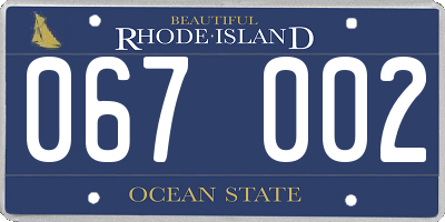 RI license plate 067002