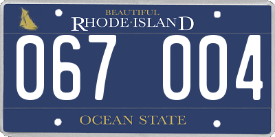 RI license plate 067004