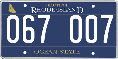 RI license plate 067007