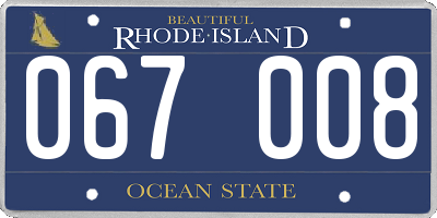 RI license plate 067008