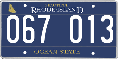 RI license plate 067013