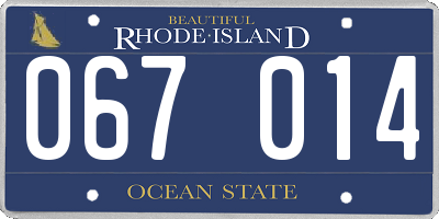 RI license plate 067014