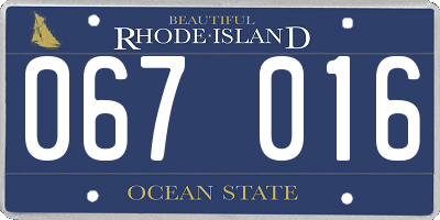RI license plate 067016