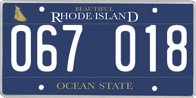 RI license plate 067018