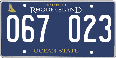 RI license plate 067023