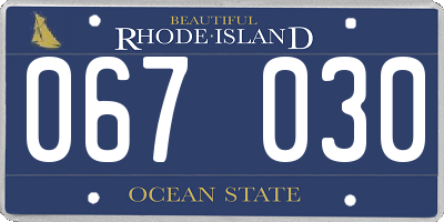 RI license plate 067030