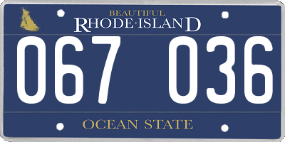 RI license plate 067036