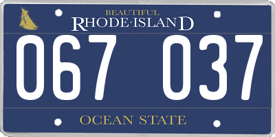 RI license plate 067037