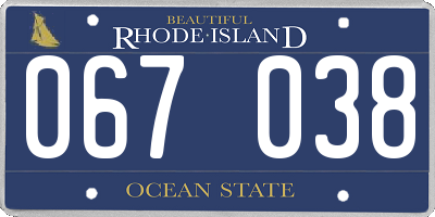 RI license plate 067038