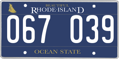 RI license plate 067039