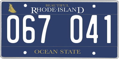 RI license plate 067041