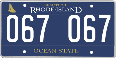 RI license plate 067067