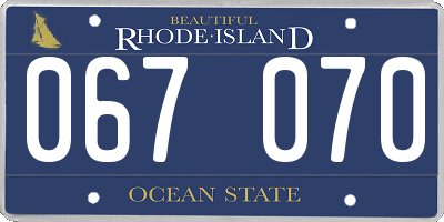 RI license plate 067070