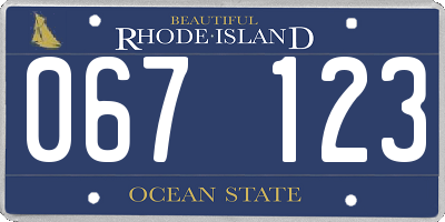 RI license plate 067123