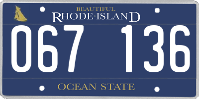 RI license plate 067136