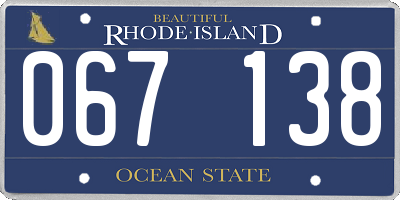 RI license plate 067138
