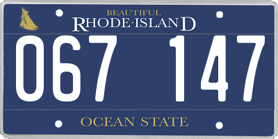 RI license plate 067147