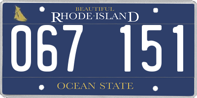 RI license plate 067151