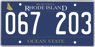 RI license plate 067203