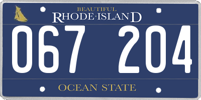 RI license plate 067204