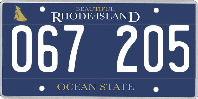 RI license plate 067205