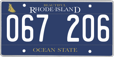 RI license plate 067206