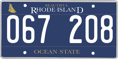 RI license plate 067208