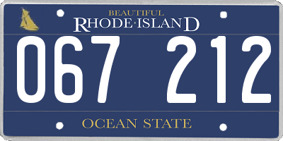 RI license plate 067212