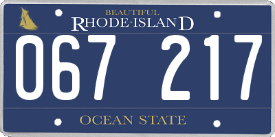 RI license plate 067217