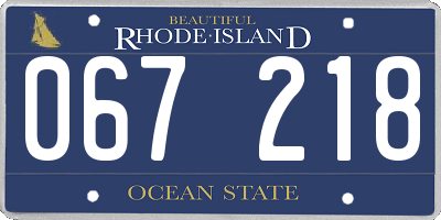 RI license plate 067218