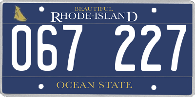 RI license plate 067227